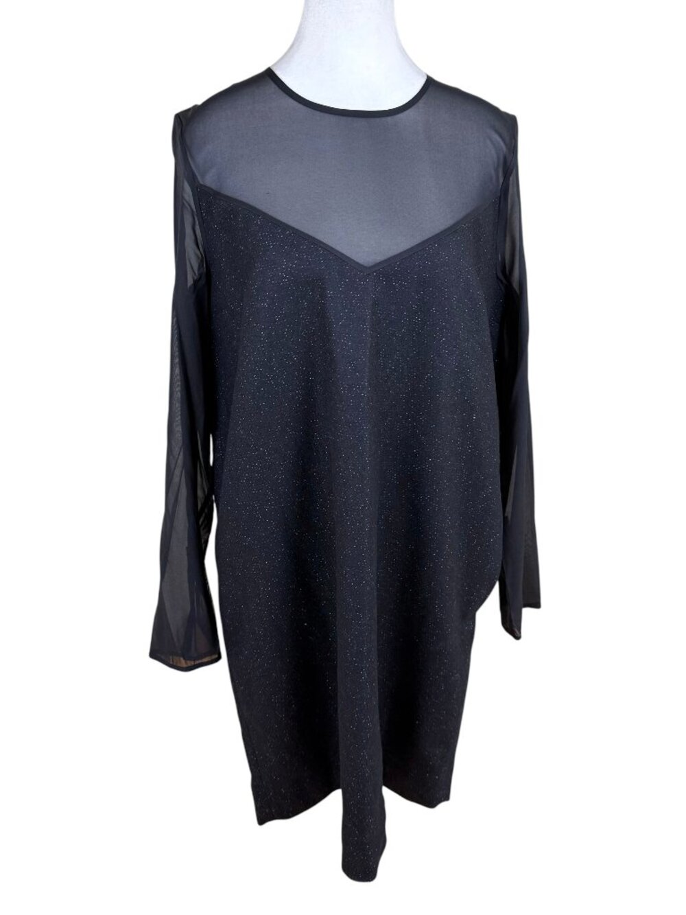 COS Wool Silk Dress Sheer Upper Black Long Sleeve Mini (12)